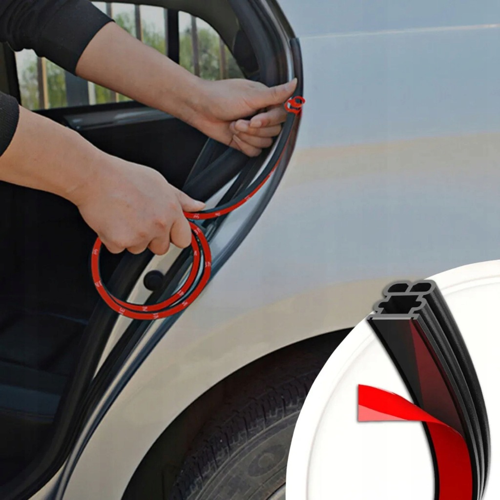 фото №8, Прокладка do двері czarna samoprzylepna 14x15 mm 5 m