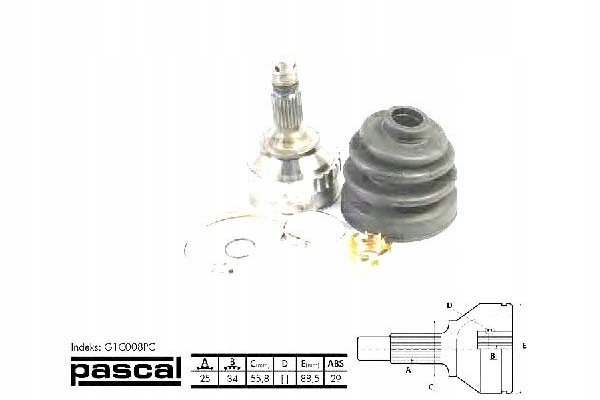 Pascal шрус  приводной наружный 25z/34z/55 8mm Цена