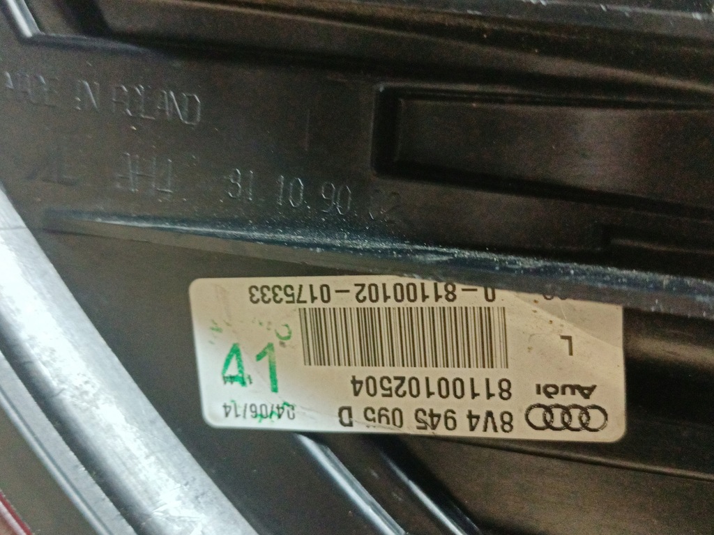 фото №11, Audi a3 8v sportback ii 13-16r led левая лампа задняя 8v4945095d оригинал