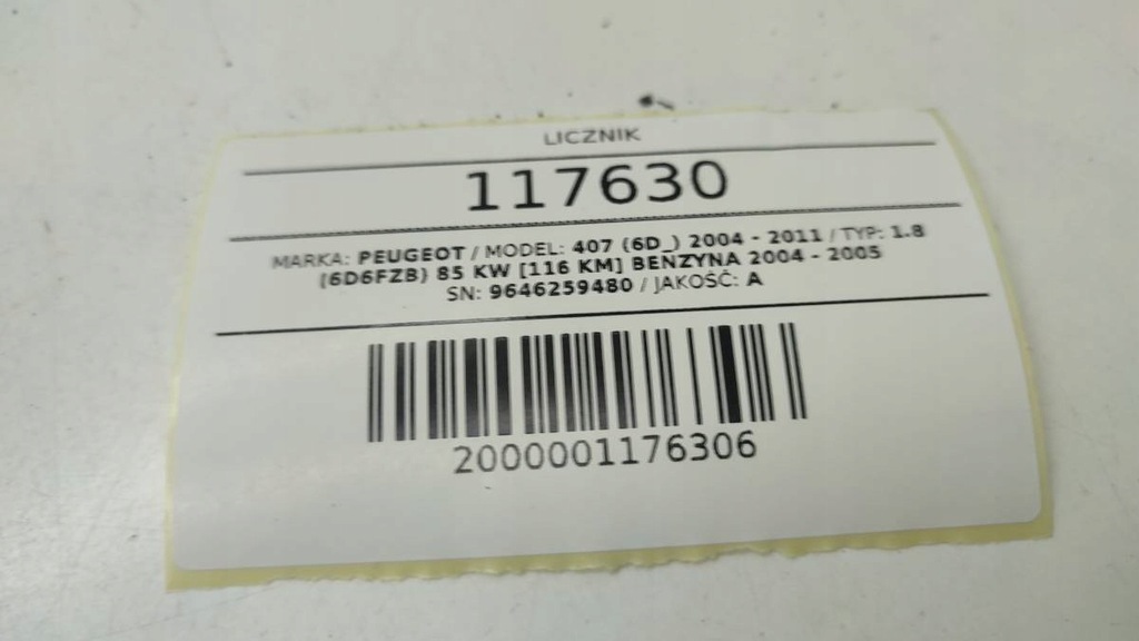 фото №9, Лічильник прилади peugeot 407 9646259480 1.8 бензин