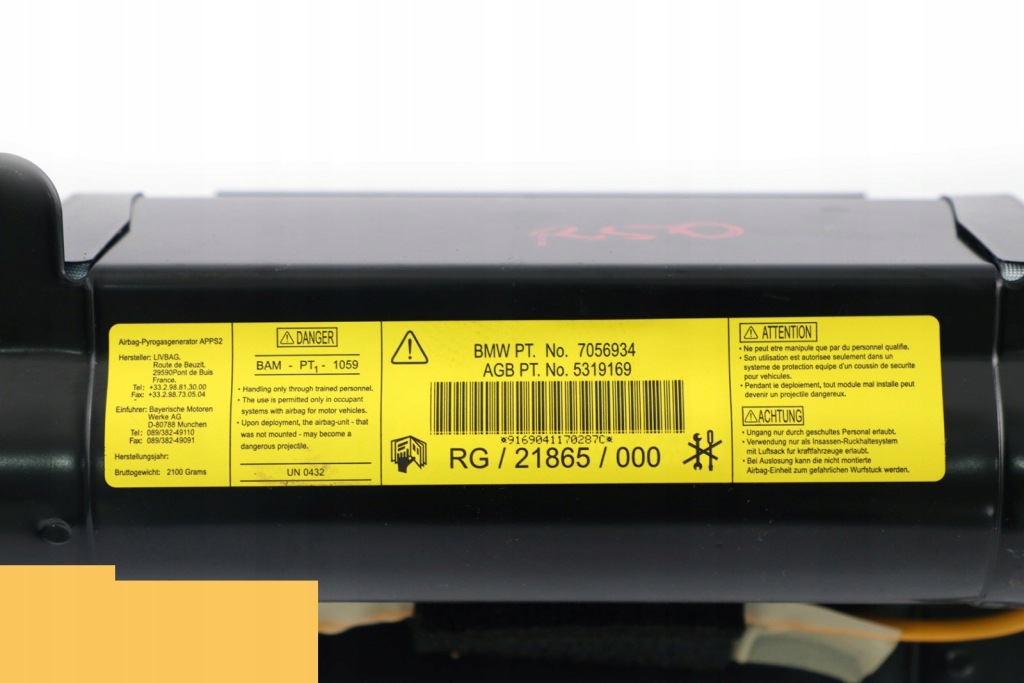 Mini r50 r53 подушка воздушная подушка безопасности пассажира панели приборной панели 7124306 Оригинал