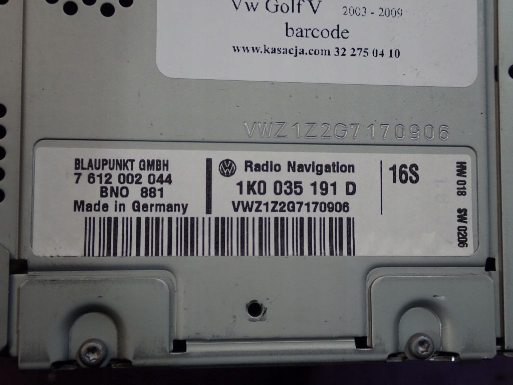 фото №11, Радіо навігація blaupunkt 1k0035191d vw passat b6
