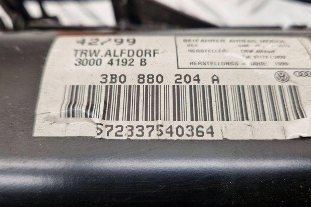 фото №8, Подушка подушка безопасности пассажира vw passat b7 alltrack 365 3b0880204a 1.9l дизель