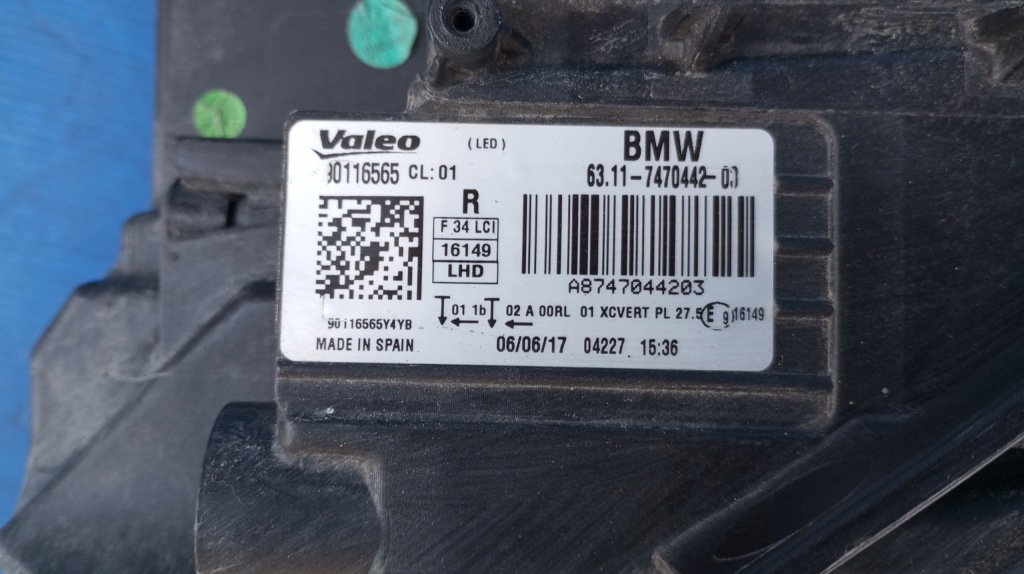 фото №13, 7470442-03 лампа правый перед full led адаптивный eu bmw 3 gt f34 lci lift