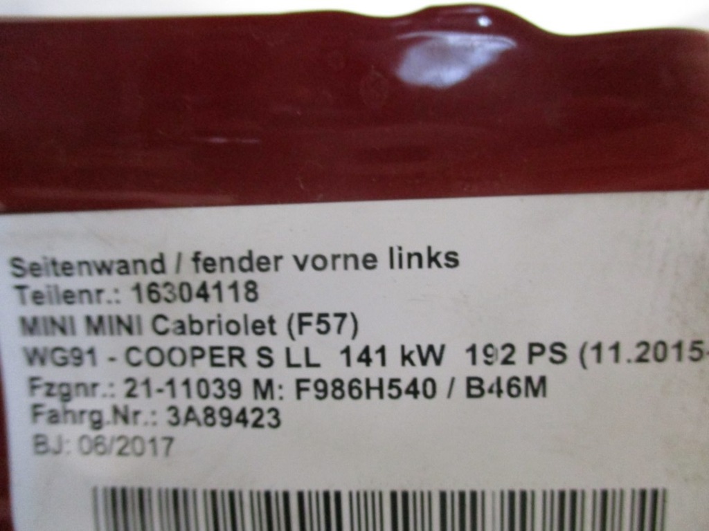 фото №9, Крыло правый mini f55 f56 f57 b83