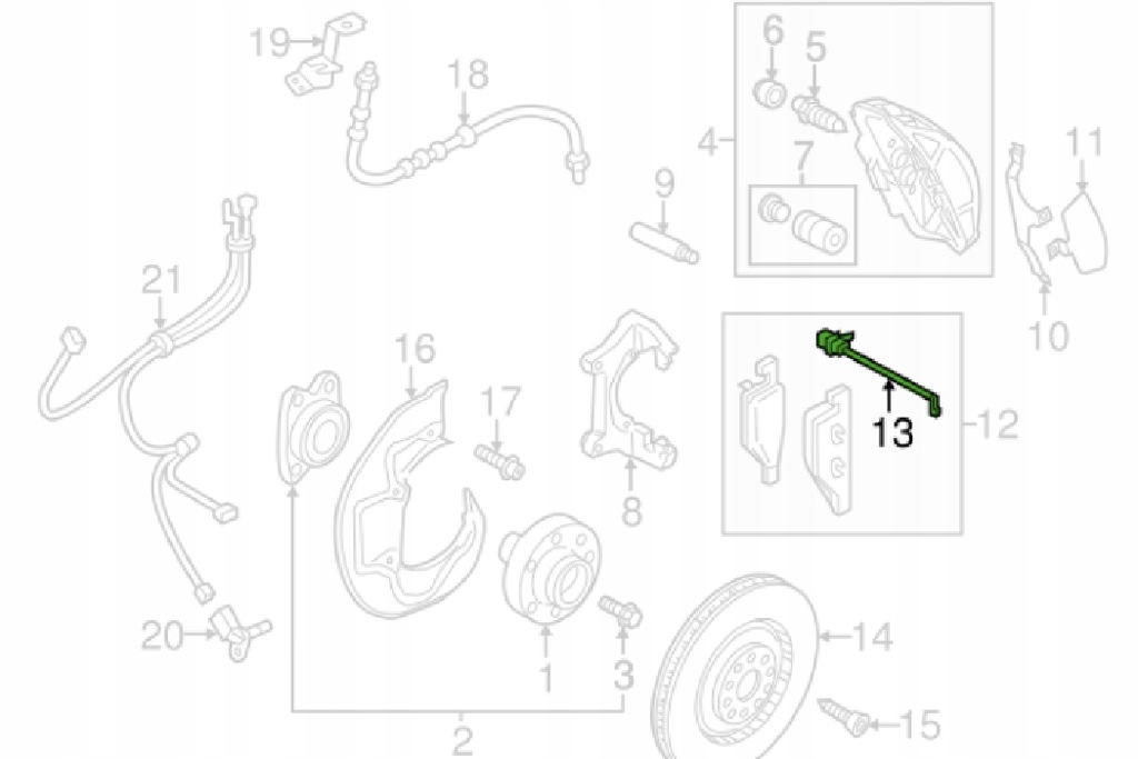 фото №7, Audi a8 d4 датчик зносу гальмівних колодок гальмівних передніх 4h0615121j