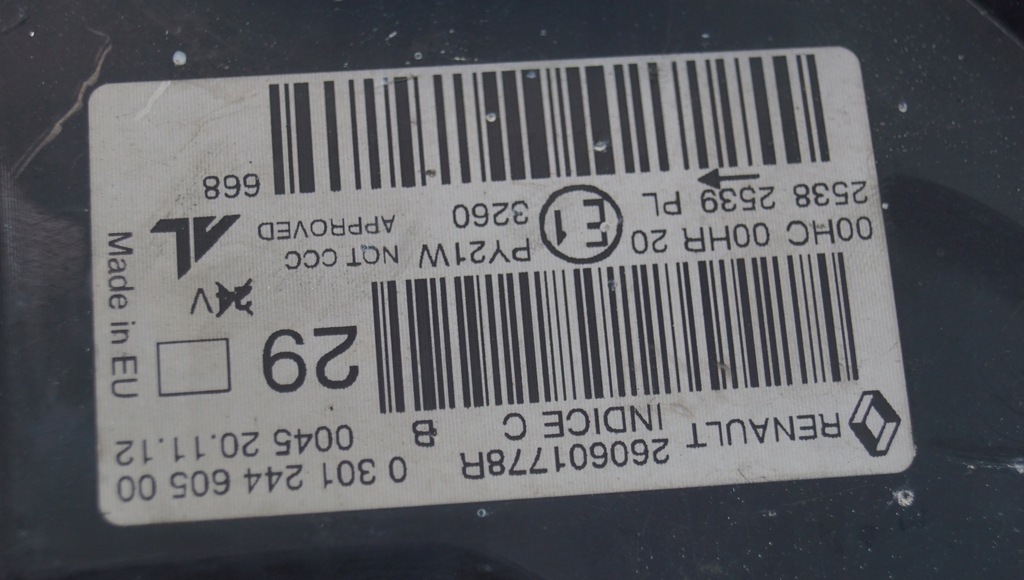 фото №12, Лампа левый перед renault megane iii lift 12-13