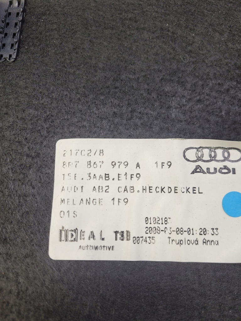 фото №7, Оббивка кришки задня audi a3 8p cabrio 8p7867979a