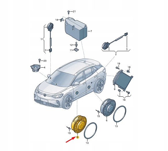 фото №7, Skoda enyaq iv передняя часть door bass громкоговоритель 5e3035411a