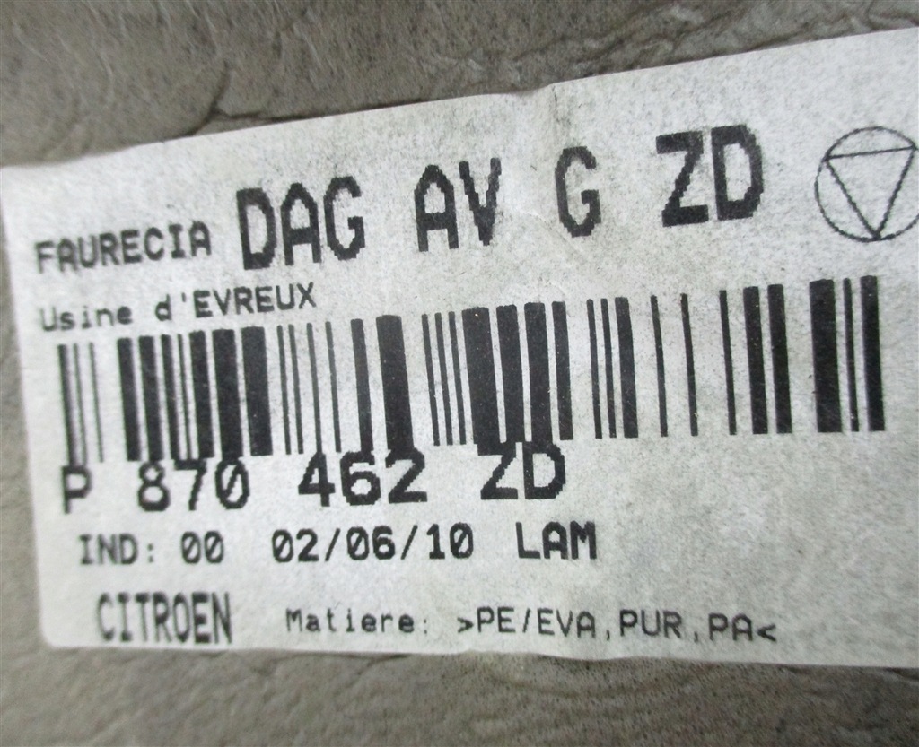 фото №6, Обшивка коврик левый перед citroen c5 iii x7 eu p870462zd