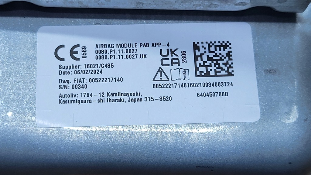 фото №12, Подушка безопасности подушка воздушная пассажира w панель fiat 500 lift 2015- nowa oryg!!