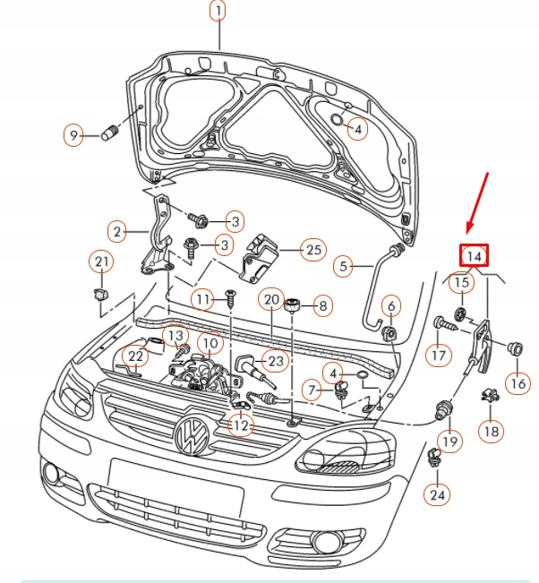 фото №9, Новый volkswagen fox 5z трос капот двигателя lhd 5z0823531c oem