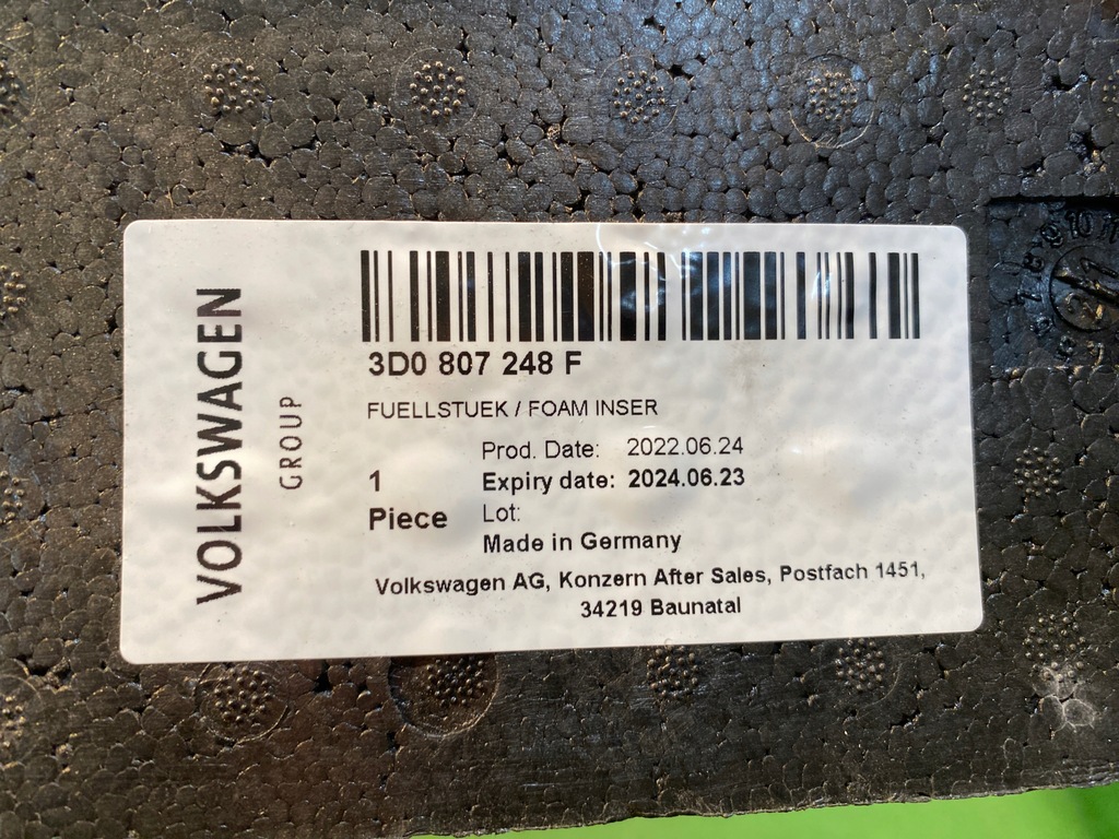 фото №12, Vw phaeton 3d0 піна абсорбер бампера перед 3d0807248f