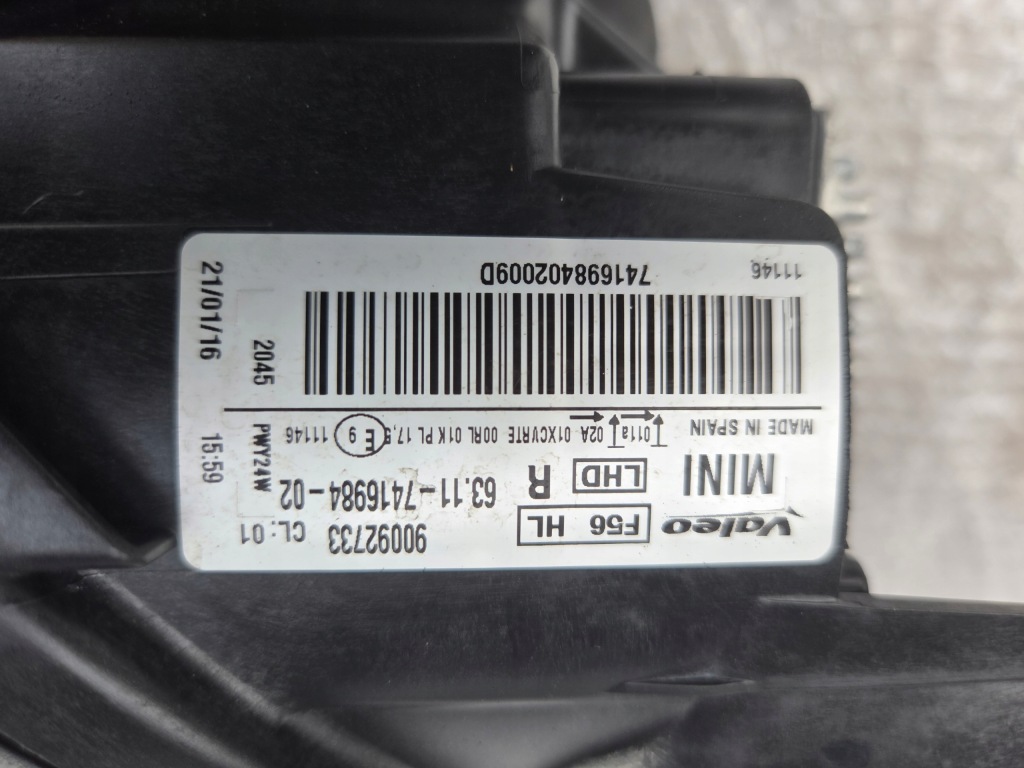 Mini f55 f56 фара правый  led адаптивный комплектная bdb 7416984 Доставка