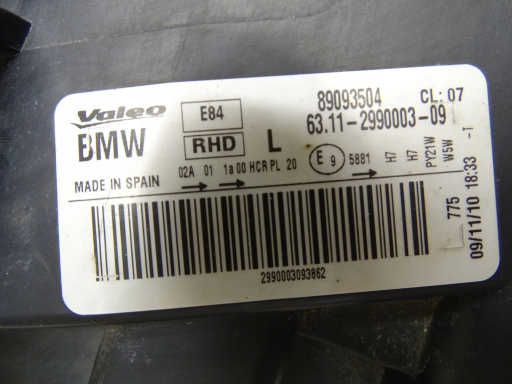 фото №12, Лампа фара левая левый перед передняя bmw x1 e84 2990003