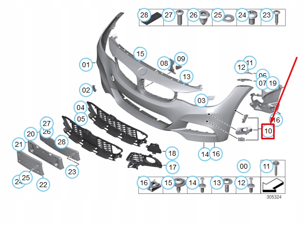 фото №10, Bmw 3 gt f34 передняя часть бампер m кронштейн держатель repair kit 51118062209