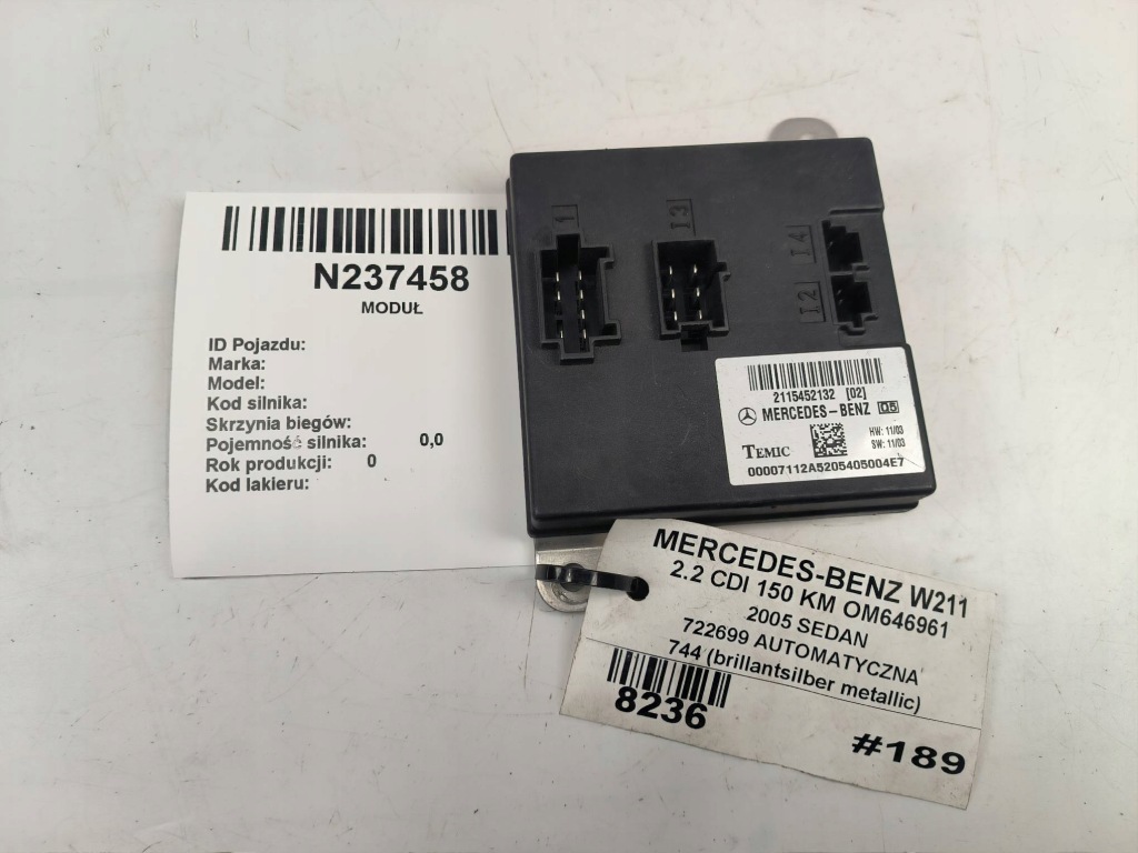 фото №1, Модуль сиденье 2115452132 mercdes-benz e-klasa w211