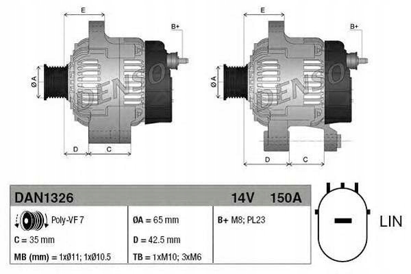 фото №1, Denso генератор 14v 150a honda civic ix cr-v iv