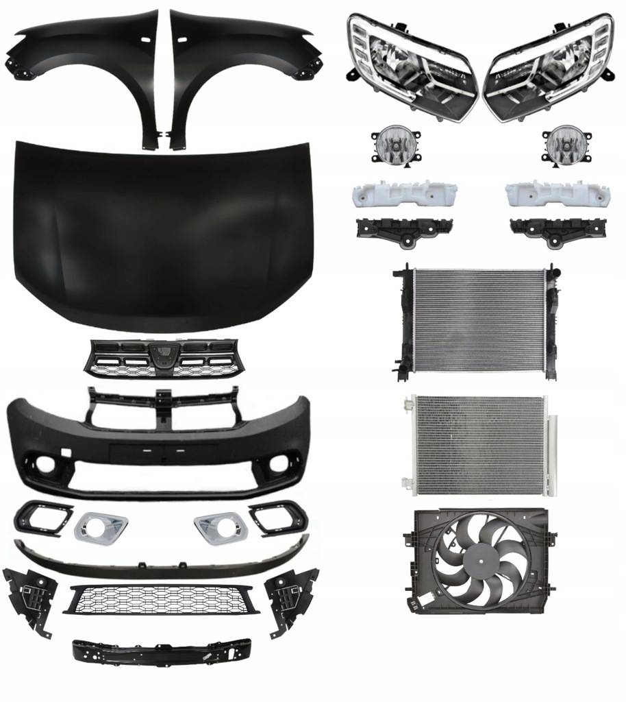 фото №1, Dacia logan 17- бампер pas капот решётка радиатора