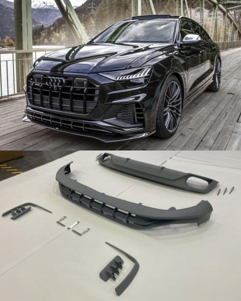 фото №1, Audi q8 abt набор передний спойлер + диффузор + насадки