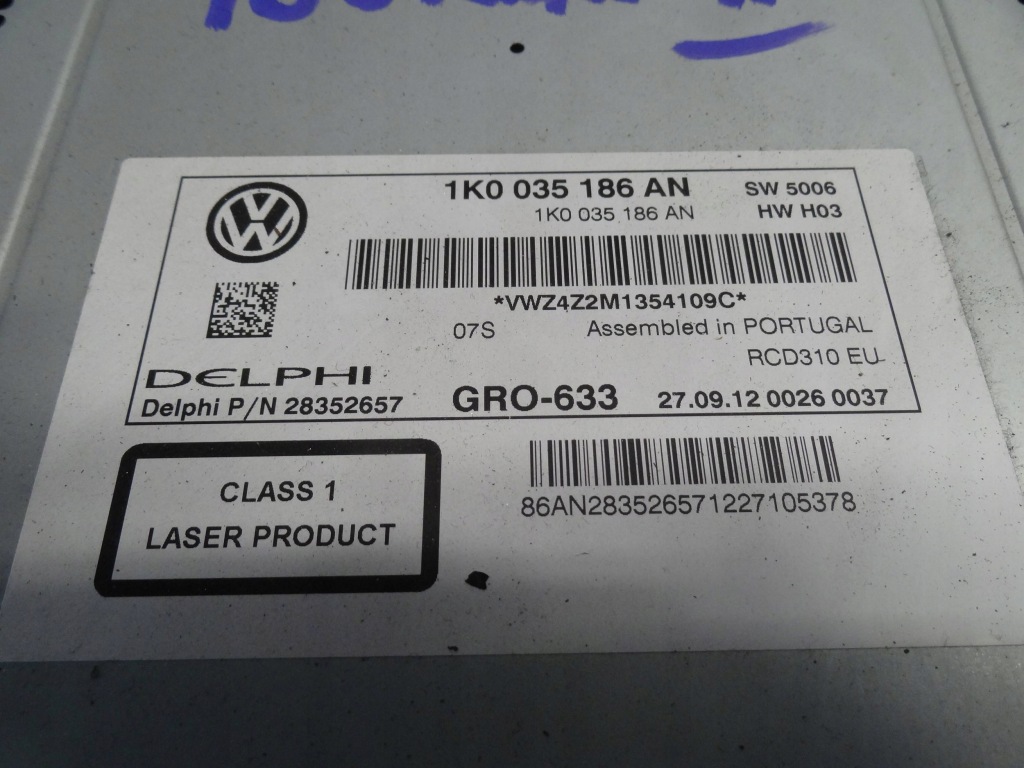 Vw touran 2 2012 радіо радіопрогравач cd 1k0035186an відсутній код Доставка