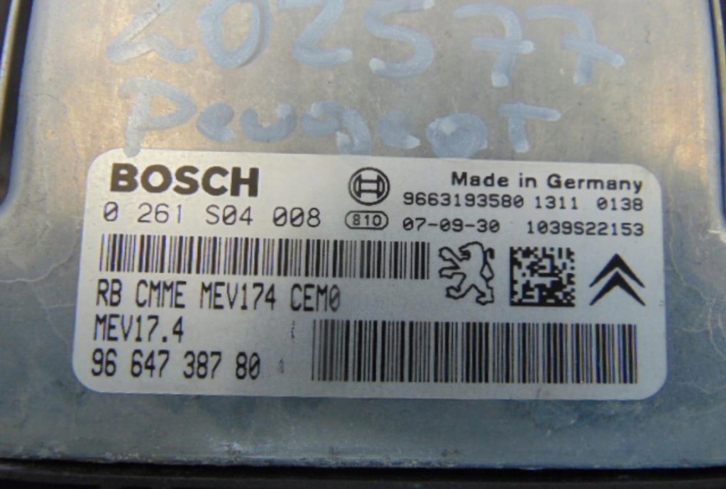 фото №7, Peugeot 207 1.6 16v бортовий комп'ютер двигуна 0261s04008