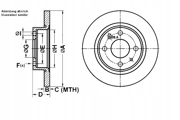 фото №1, Ate тормозные диски тормозные 2szt. alfa romeo 145 146 155