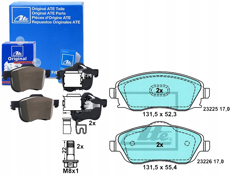 фото №1, Ate 13.0470-2857.2 набір гальмівних колодок гальмівних, гальма дискові