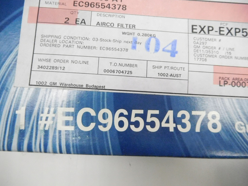 фото №7, Фільтр kabionwy chevrolet lacetti ec96554378