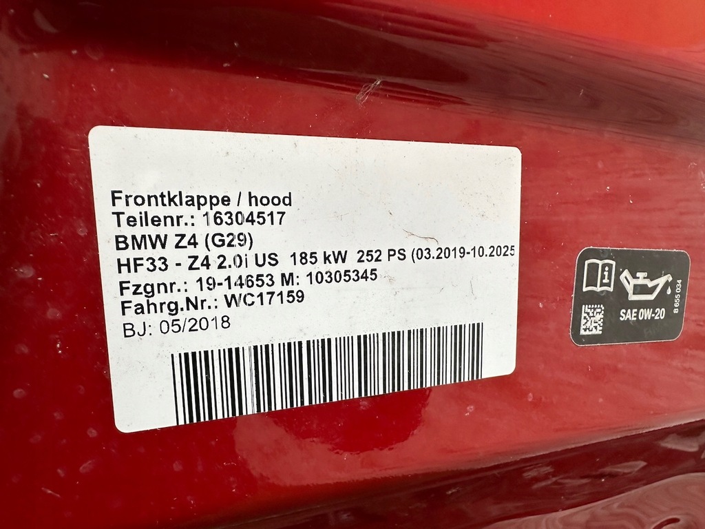 фото №9, Капот bmw z4 g29 c34