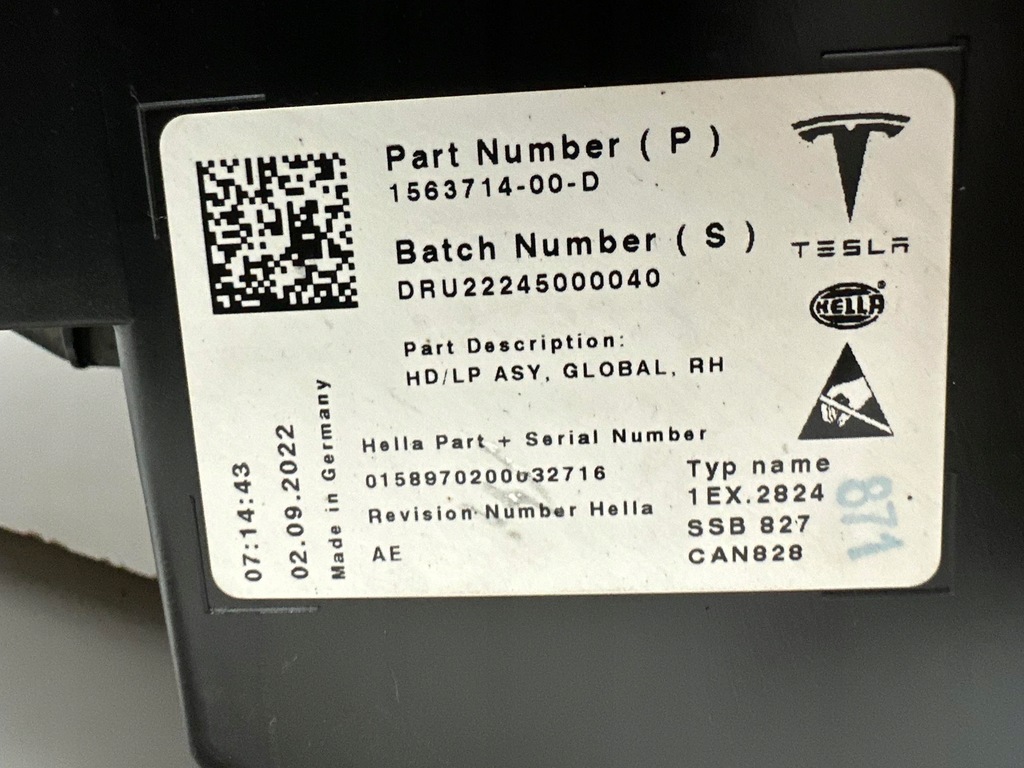 фото №8, Лампа перед передняя правая tesla s plaid 1563714-00-d 1563714 комплектная