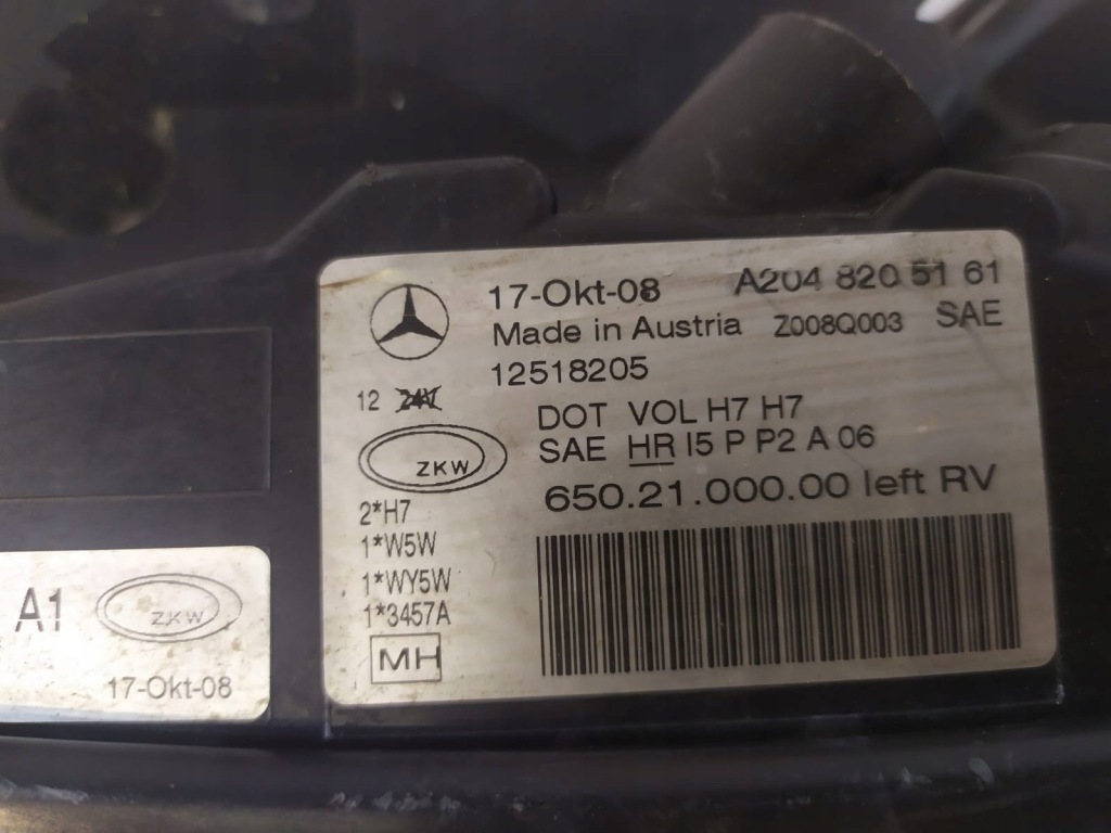 фото №9, Mercedes w204 glk лампа h7 usa ліва - 15143