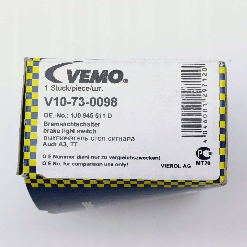 фото №9, Выключатель датчик света стоп vemo audi a3 8l 1j0945511d nr34 nowe