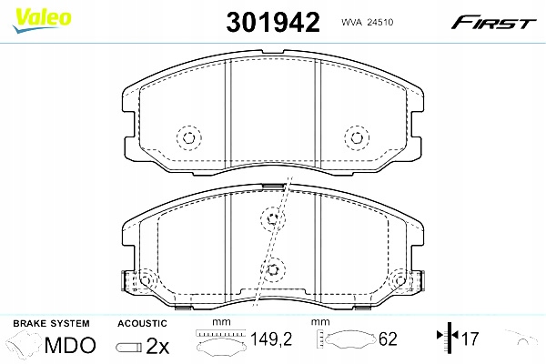 фото №2, Valeo гальмівні колодки гальмівні opel antara 06- перед