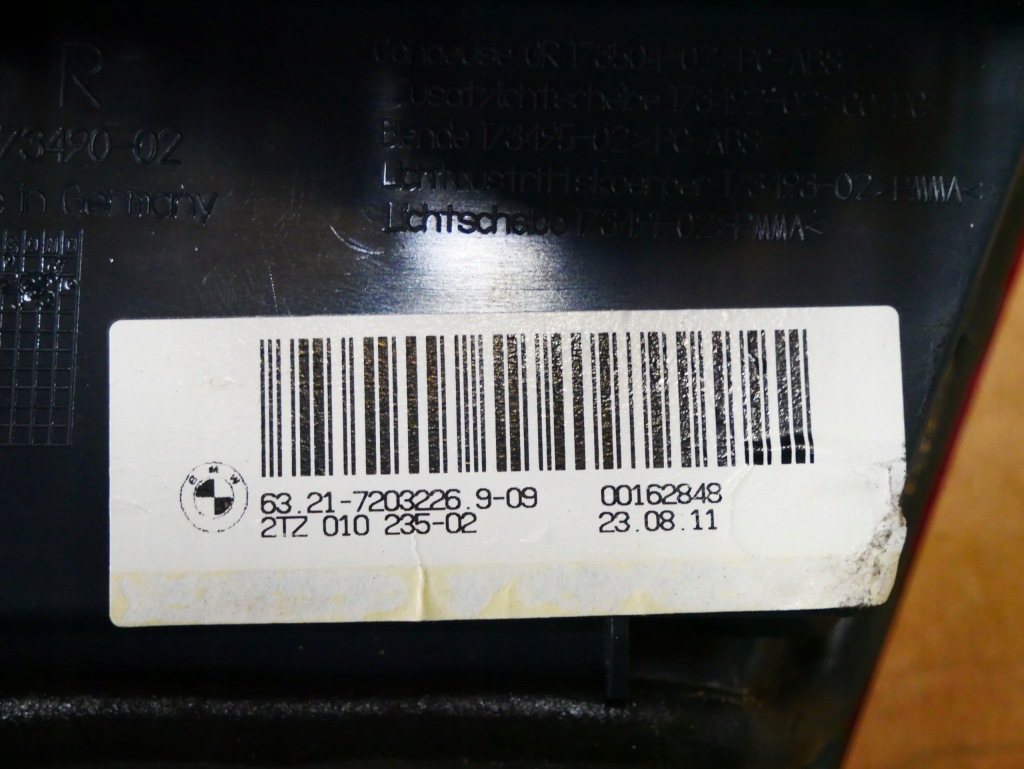 Купить Bmw f10 przedlift фара задняя левая w крышке  багажника задний  левый 7203226