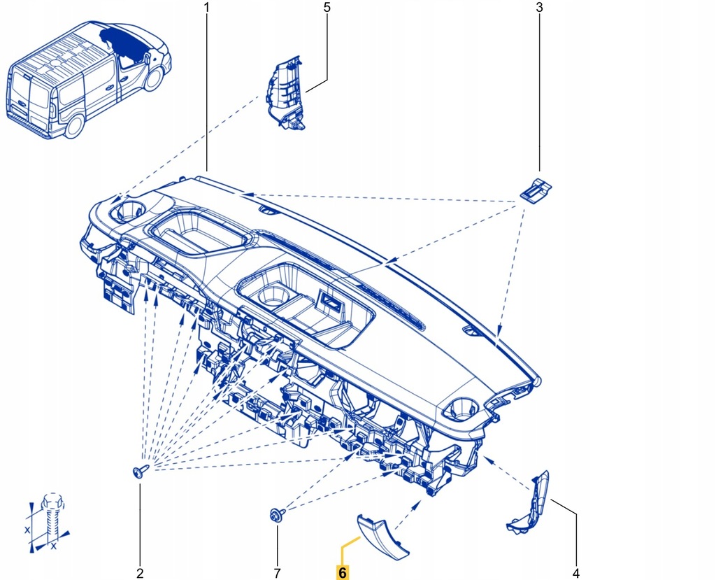 фото №15, Заглушка панели консоли renault trafic iii iv nissan nv300 2021- 682207535r