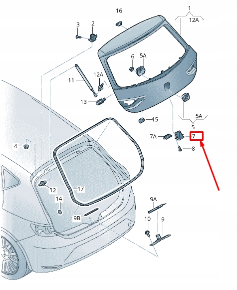 фото №9, Seat leon 5f lid lock with microswitch 5f3827505cvs9