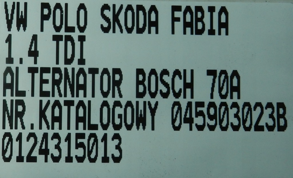 Vw audi seat skoda 1.4 tdi генератор bosch 70a 045903023b 0124315013 Недорого