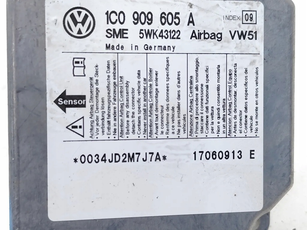 Vw transporter блок управления / модуль подушка безопасности 2.5 tdi дизель 96kw 130 hp 2006 с Разборки
