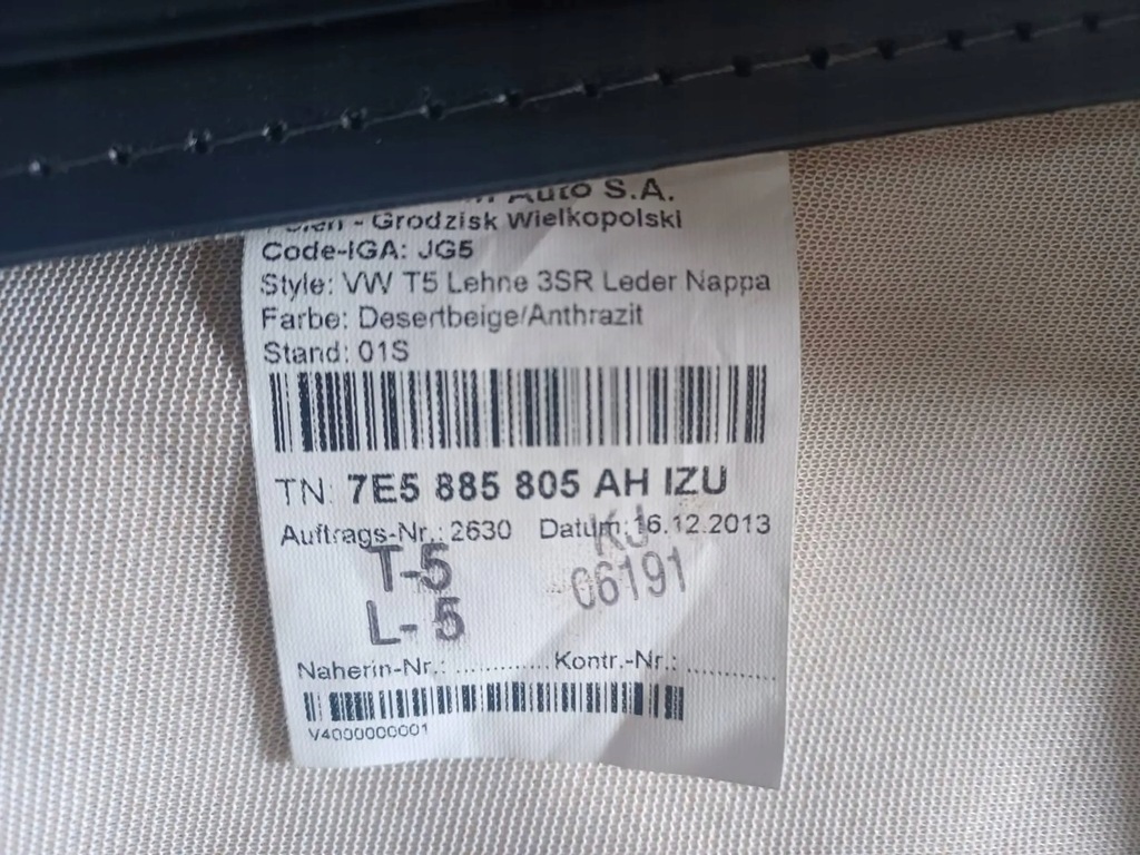 фото №5, Vw t5 multivan t6 заднє сидіння задня шкіра спинка deserbeige anthrazit