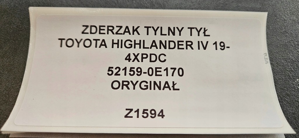 фото №11, Бампер задній задня toyota highlander iv 19- 4xpdc оригінал 52159-0e170