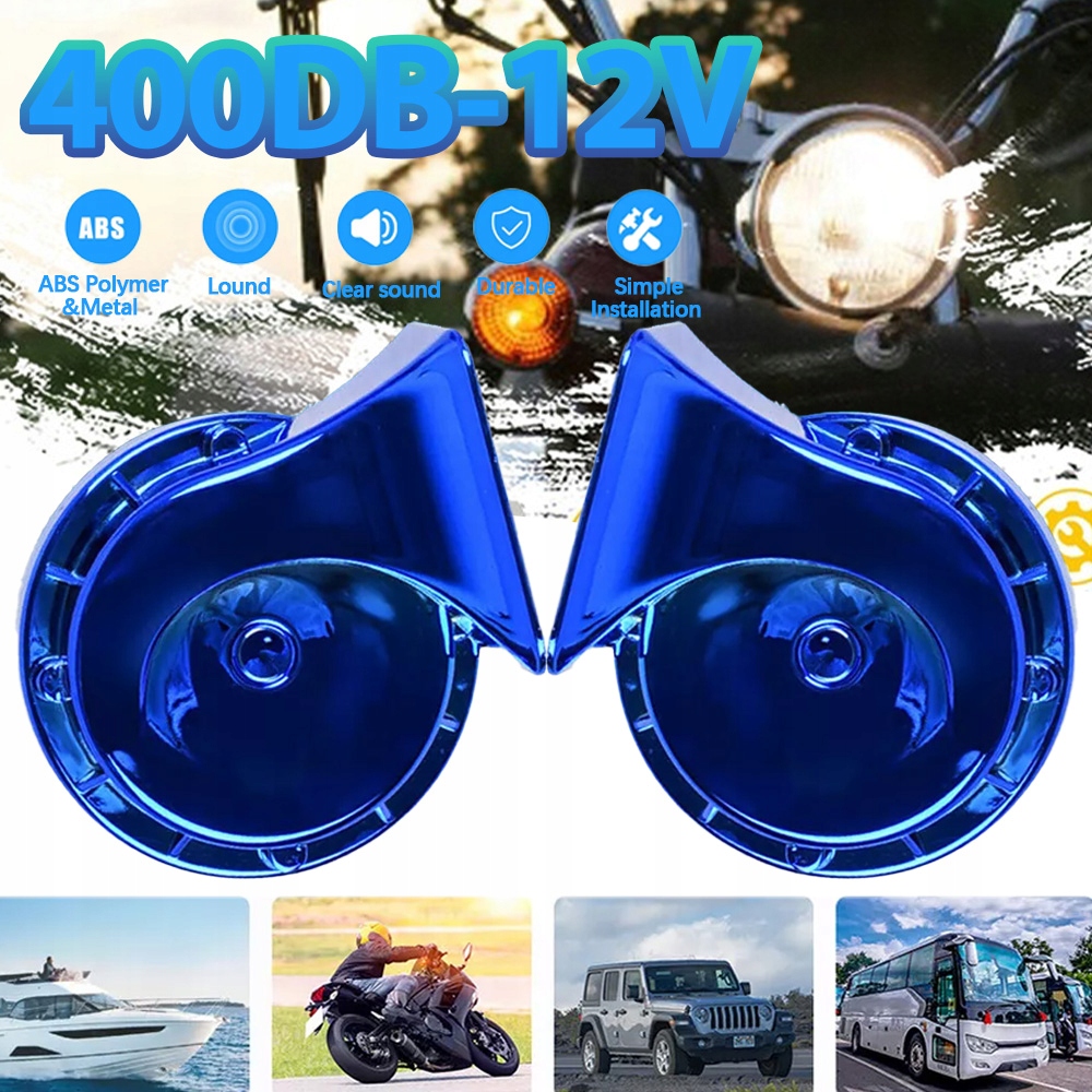 фото №9, Клаксон автомобильный червяк сигнал звуковой dwutonowy 12v 400db niebieski