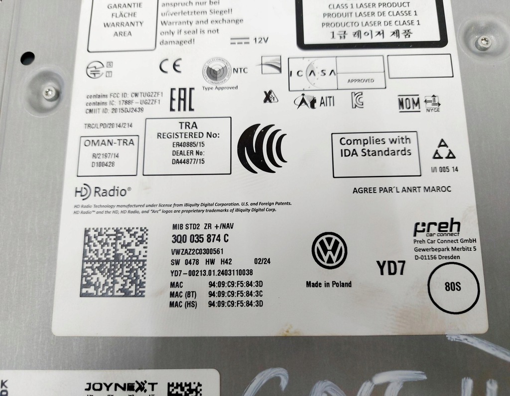 фото №7, Vw golf vii 17r. модуль считыватель карта sd навигация 3q0035784c