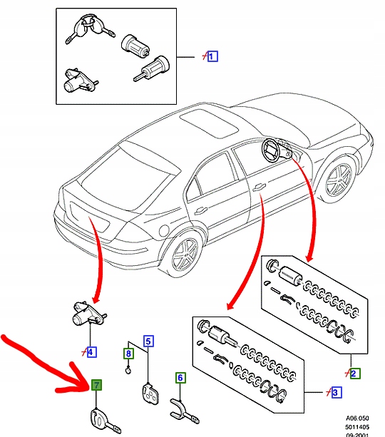 фото №1, Ключ заготовка ford mondeo mk3 2000-07 оригинальный номер