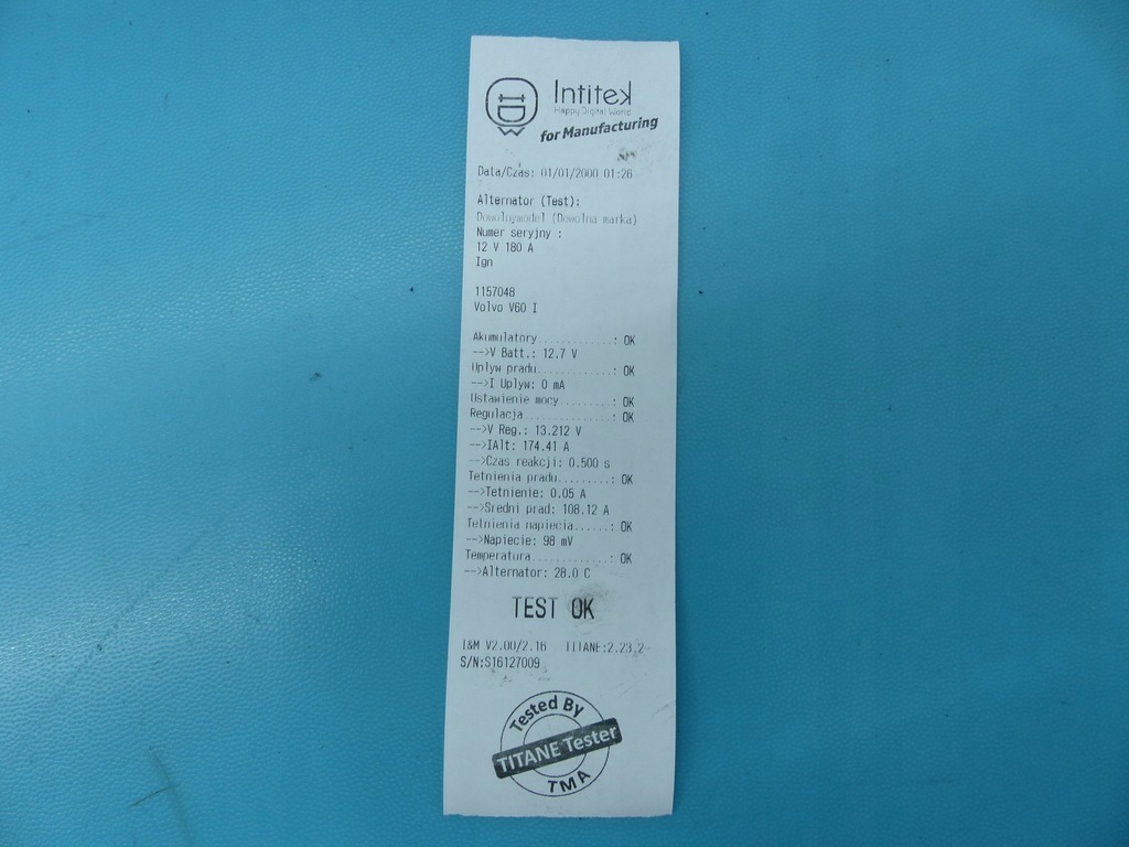 фото №7, Test wydruk генератор volvo v60 i s60 ii 2.0d