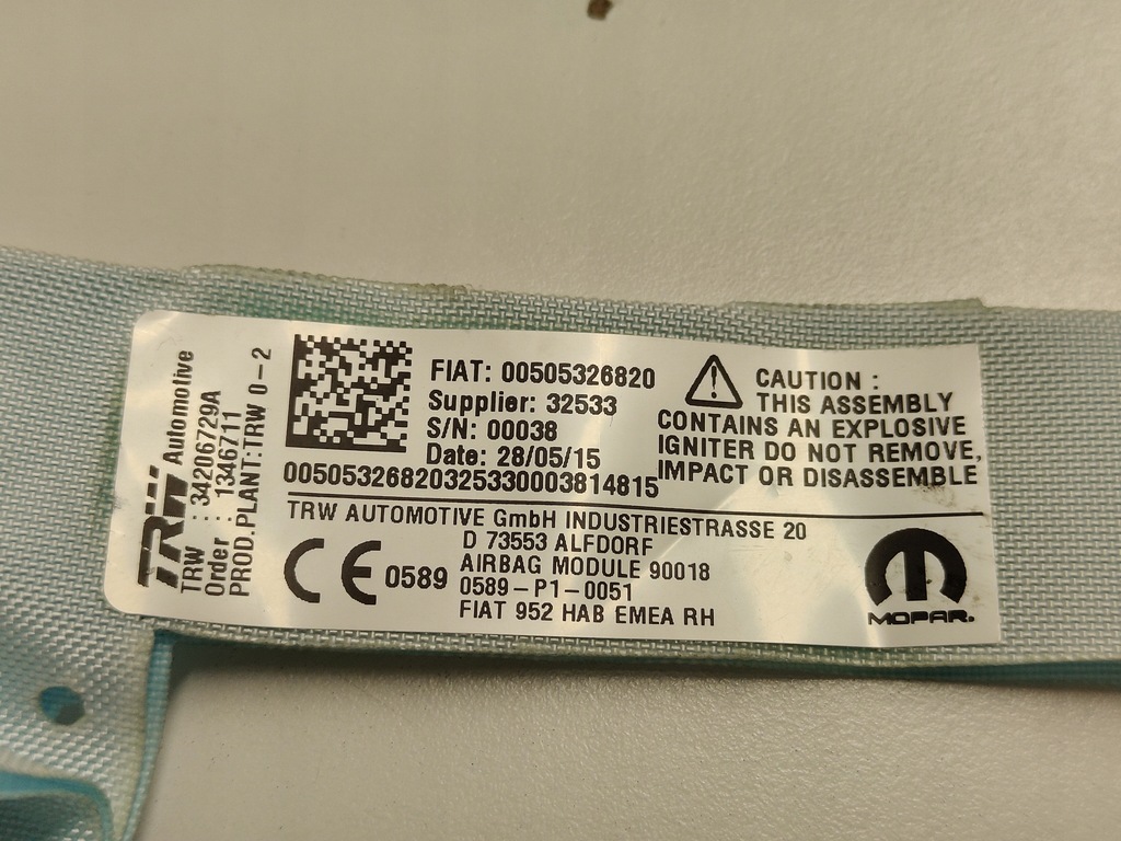 фото №3, Alfa romeo giulia шторка безпеки права подушка безпеки оригінал 2016-