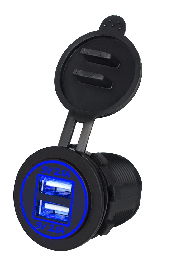 фото №1, Роз'єм зарядний пристрій автомобіль 2x usb 3,1a 12-24v
