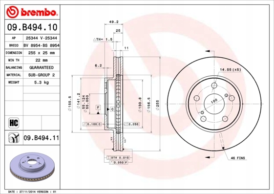 Гальмівні диски гальмівні колодки перед brembo lexus ct Доставка