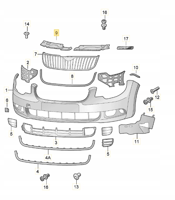 фото №8, Накладка решітка радіатора захист поперечина skoda superb 3t0807082