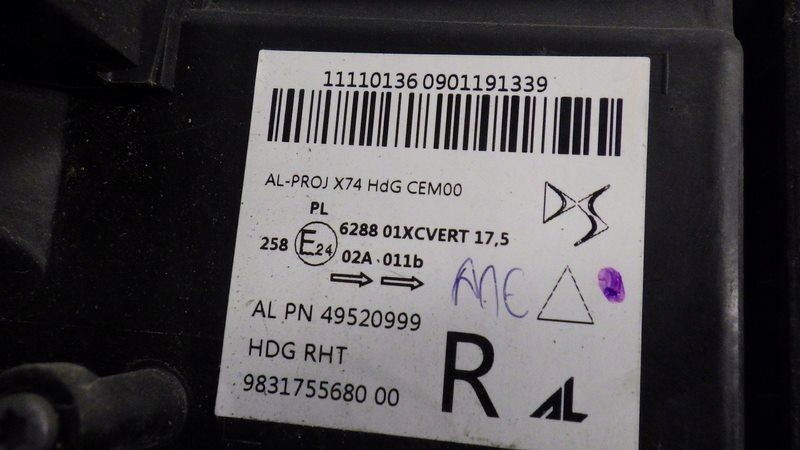 Фара правий передня перед led vision європа citroen ds7 9831755680 Ціна